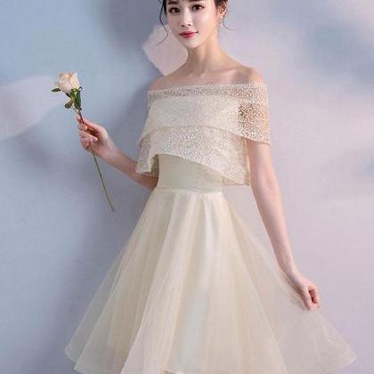 Champagne Tulle Short Prom Dress,champagne..