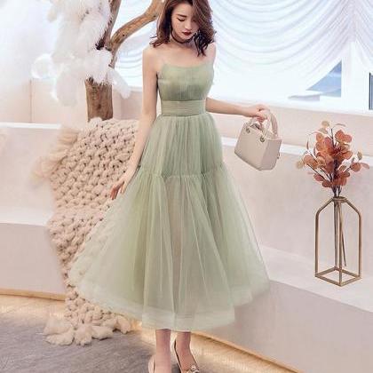 Simple Green Tulle Short Prom Dress Green Tulle..