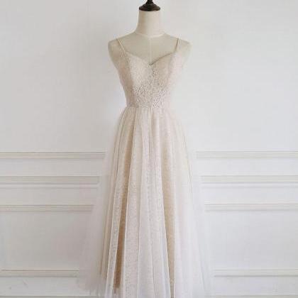 Champagne Tulle Lace Short Prom Dress Lace..