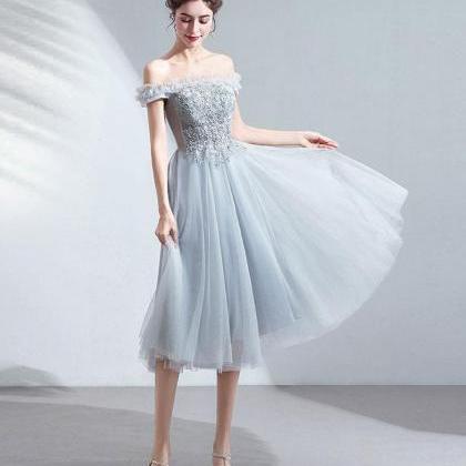 Gray Tulle Short Prom Dress Gray Tulle Bridesmaid..