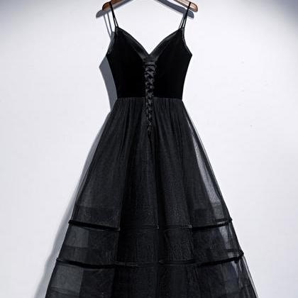 Black V Neck Tulle Short Prom Dress Black Tulle..
