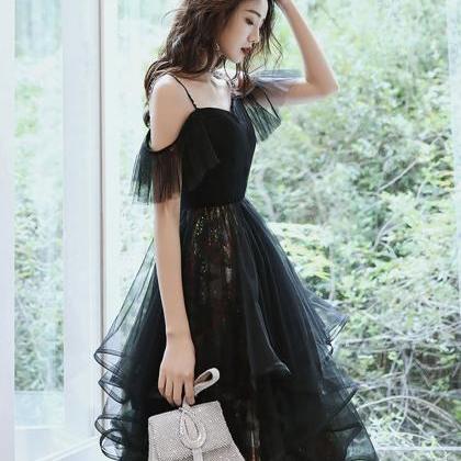 Black Tulle Short Prom Dress Black Homecoming..