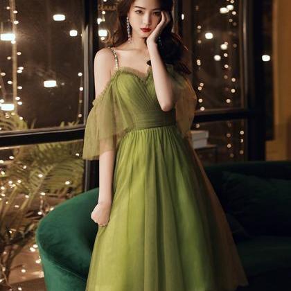 Simple Green Tulle Short Prom Dress Green Evening..