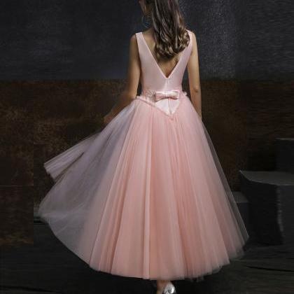 Pink Round Neck Tulle Short Prom Dress Pink Tulle..