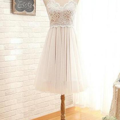 Ivory Lovely Bridesmaid Dresses, Short Prom..