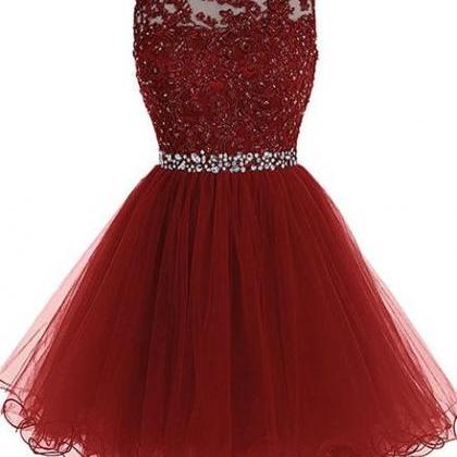 Wine Red Tulle Homecoming Dresses, ..