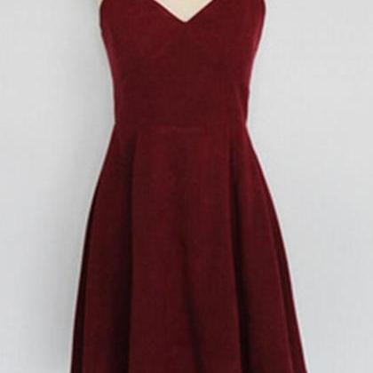 Lovely Short Homecoming Dresses, Wine Red Straps..