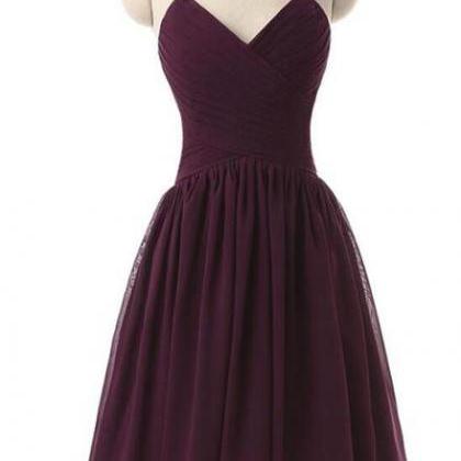 Simple Dark Purple Short Bridesmaid Dresses,..