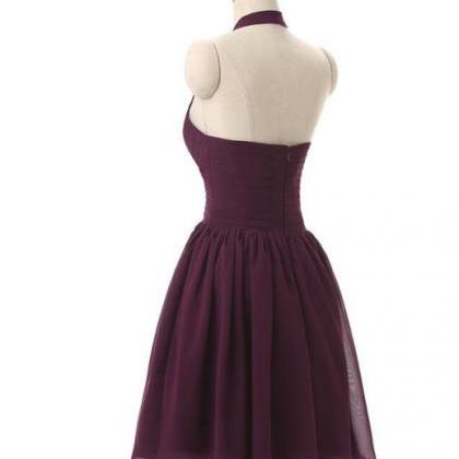 Simple Dark Purple Short Bridesmaid Dresses,..