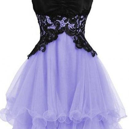 Lovely Lavender Short Prom Dresses , Lace..