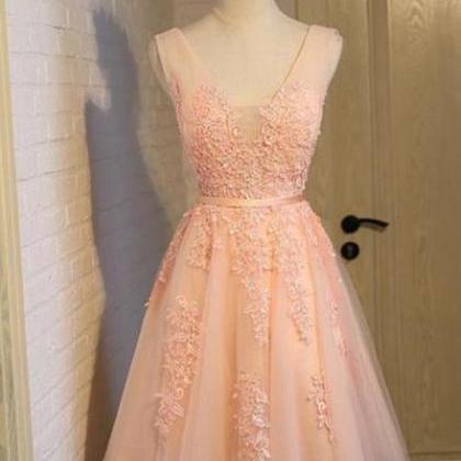 Adorable Pearl Pink Short Homecoming Dresses,..
