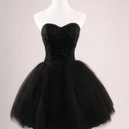Little Black Tulle Homecoming Dress, Sweetheart..