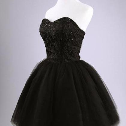 Little Black Tulle Homecoming Dress, Sweetheart..