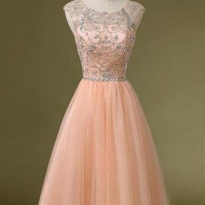 Pearl Pink Short Cute Homecoming Dress, A Line..