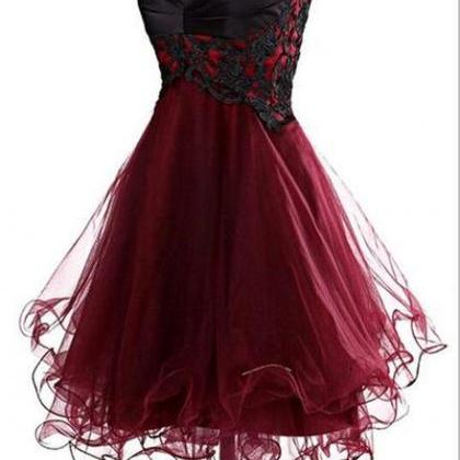 Short Burgundy Prom Dress 8, Vintage Style..