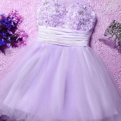 Lavender Cute Short Tulle Formal Dresses, Lovely..