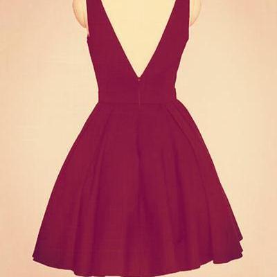 Wine Red Short Party Dresses, Teen Party Dresses,..