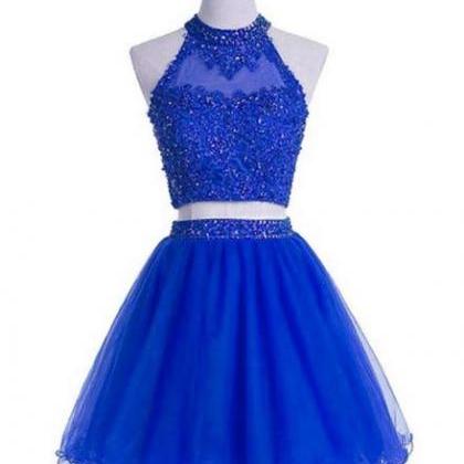 Royal Blue Two Piece Party Dress, High Quality..