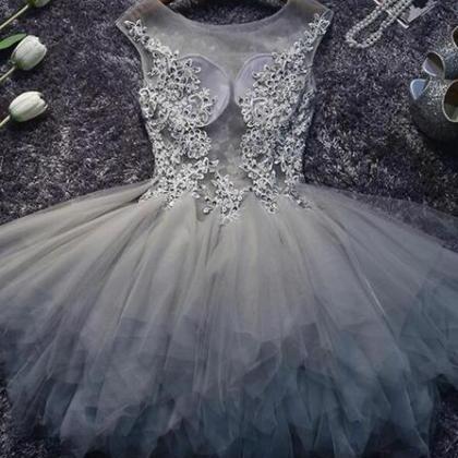 Grey Lace And Tulle Homecoming Dresses, Lovely..