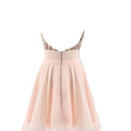 Beautiful Short Pink Sequins Knee Length..