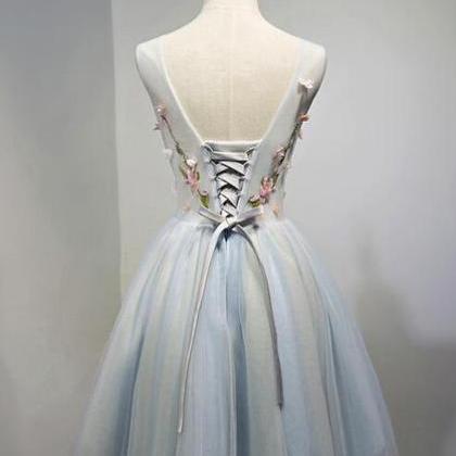 Cute Light Blue Tulle Short Party Dress, Light..