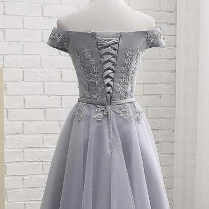 Grey Short Bridesmaid Dress, Grey Party Dress,..