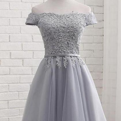 Grey Short Bridesmaid Dress, Grey Party Dress,..