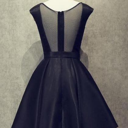 Black Short Satin Homecoming Dresses, Black Party..