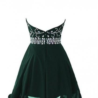 Dark Green Beaded Short Homecoming Dress , Beaded..