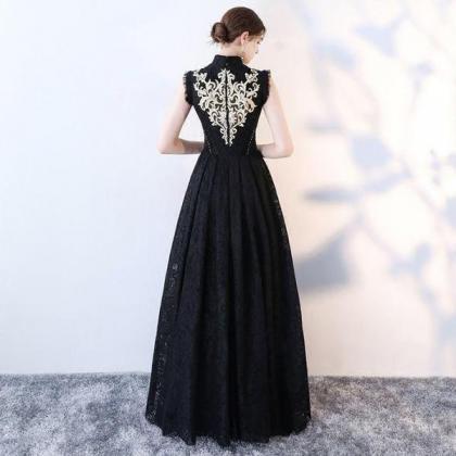 Elegant Black Long Party Dress, Formal Gowns For..