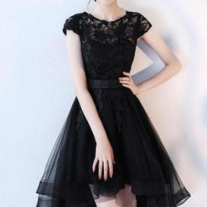 Black Homecoming Dress , High Low Tulle And Lace..