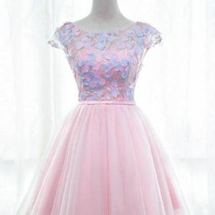 Pink Tulle Cute Girls Party Dresses, Lovely Short..