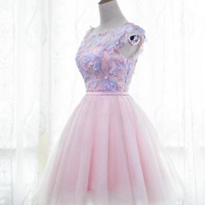 Pink Tulle Cute Girls Party Dresses, Lovely Short..