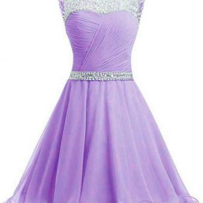 Lavender Chiffon Short Sequins And Beaded Short..