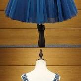 Blue V-neckline Homecoming Dresses, Cute Tulle..