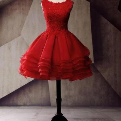 Red Layered Homecoming Dresses, Cute Party..