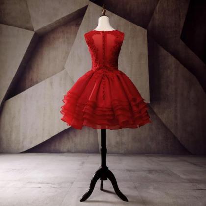 Red Layered Homecoming Dresses, Cute Party..
