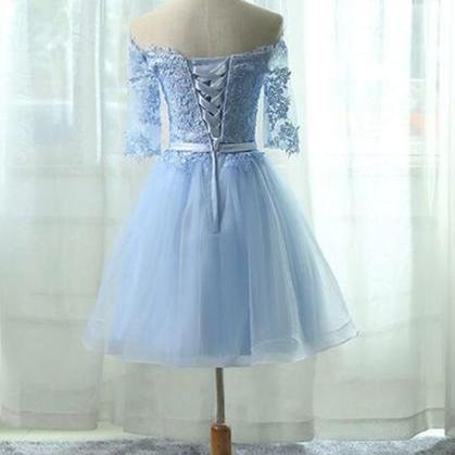 Light Blue Short Homecoming Dress , Elegant Party..