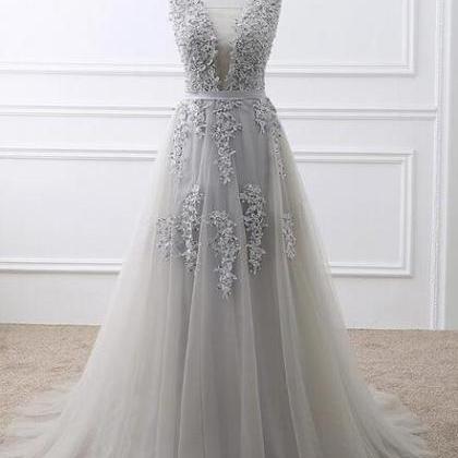 Tulle V-neckline Elegant Party Dress, Beautiful..