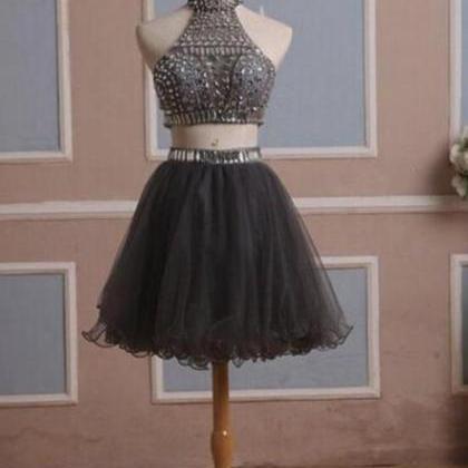 Gorgeous Two Piece Homecoming Dresses, Grey Party..