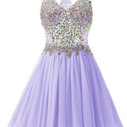 Beautiful Lavender Chiffon Homecoming Dress,..
