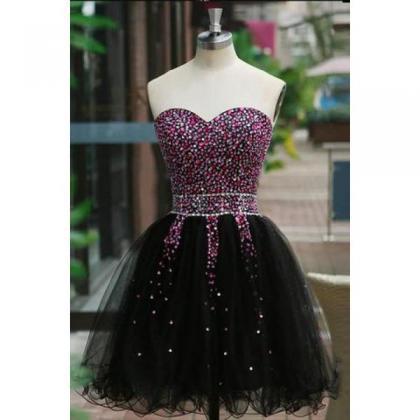 Gorgeous Black Homecoming Dresses, Beaded..