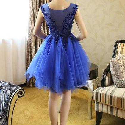 Royal Blue Handmade Pretty Homecoming Dresses,..