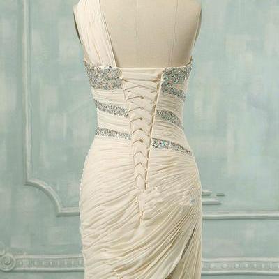 Ivory Chiffon And Sequins Wedding Party Dress,..