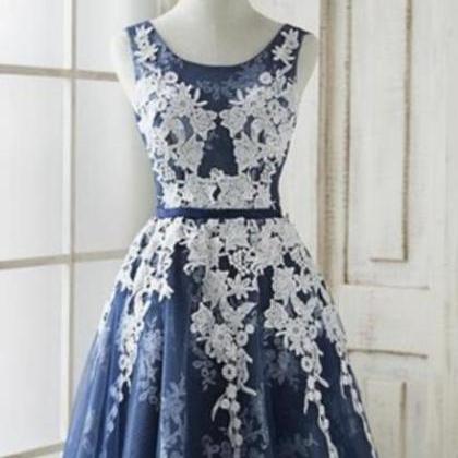 Lovely Tulle Cute Homecoming Dress, Navy Blue..