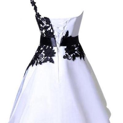 White And Black One Shoulder Graduation Party..