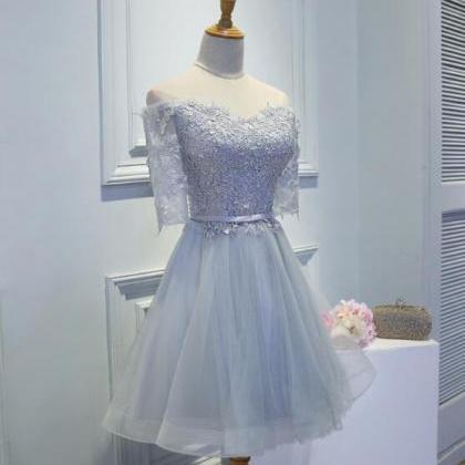 Grey Tulle Lace Homecoming Dresses , Lovely Off..