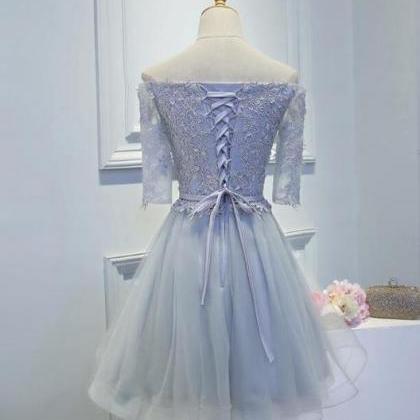 Grey Tulle Lace Homecoming Dresses , Lovely Off..