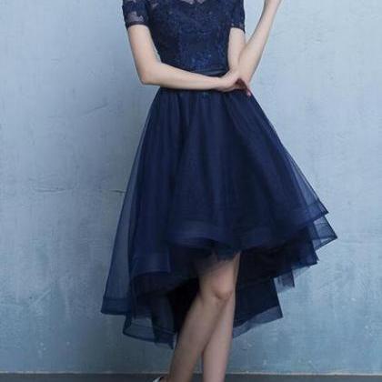 Navy Blue Cute Lace-up Prom Dress , Lovely Party..