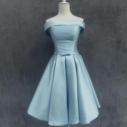 Light Blue Off Shoulder Homecoming Dress, Cute..